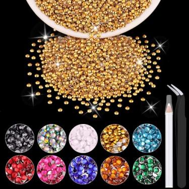 Imagem de 5000 peças de strass de resina de 2 mm a granel (ouro cobre), cristais de fundo plano deslumbrantes para artesanato DIY decoração de unhas, pingentes de pedras preciosas para sapatos de copo, roupas