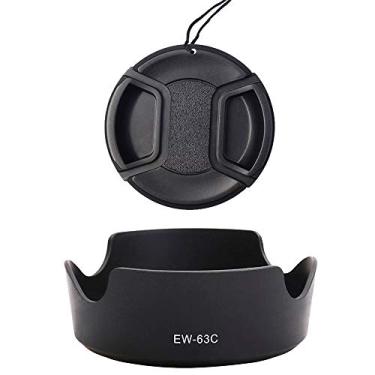 Imagem de Para-sol EW-63C e tampa de lente de 58 mm compatível com Canon EF-S 18-55mm f/3.5-5.6, lente EF-S 18-55mm f/4-5.6 na câmera T8i T7i 90D (pacote com 2)