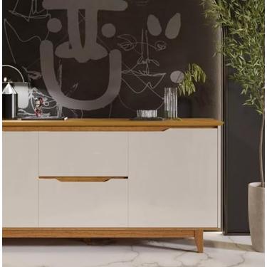 Imagem de Aparador Buffet Moderno Armário 2 Portas 2 Gav Cor - Rede M (Freijó/Offwhite)