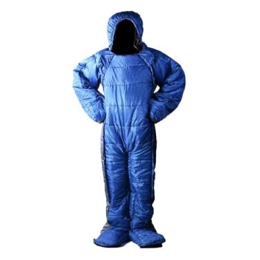 Imagem de Gaorui Saco de dormir Humanoide Saco de dormir para acampamento ao ar livre, saco de dormir de inverno para ambientes internos e externos, portátil, ultraleve, quente, adulto, à prova de vento (azul2#, M)