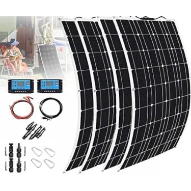 Imagem de 400W 600W 800W 1200W 18V Painel solar flexível, kit de módulo de painel solar portátil, com controlador 40A, carregador de bateria solar dobrável monocristalino para trailer doméstico, barco