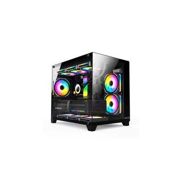 Imagem de Gabinete Gamer Hyrax HGB730, Mini Tower, M-ATX, Frontal e Lateral em Vidro Temperado, Sem FANs, Preto - HGB730B