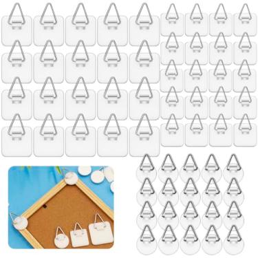 Imagem de Forzater 60 peças de ganchos adesivos para quadro de espuma para pendurar fotos sem pregos, cabides adesivos de plástico para decoração de parede de casa, porta-fotos, banheiro, armário, cozinha,