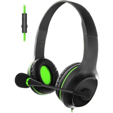 Imagem de Fone de ouvido estéreo para jogos Sentry HPX-GX25GR, verde; controle de volume e microfone liga/desliga; microfone omnidirecional rotativo; faixa de cabeça ajustável; almofadas confortáveis
