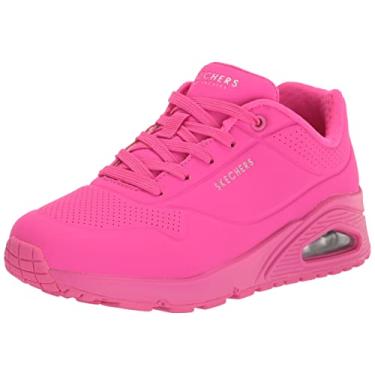 Imagem de Skechers Tênis feminino Uno-Night Shades com espuma viscoelástica resfriada, entressola Skech-Air, cabedal Durabuck, Rosa choque, 11 Wide