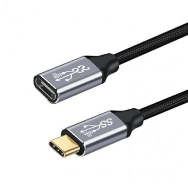 Imagem de CY Cabo USB-C USB 3.1 Tipo-C macho para fêmea cabo de dados de extensão 10Gbps 100W com capa compatível com laptop iPhone 15 (100 cm)