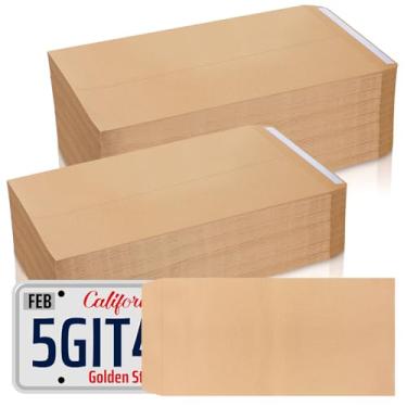 Imagem de Feifeiya 200 envelopes de placa de carro 33 x 16,5 polegadas envelopes kraft marrons envelopes de correspondência para fotos de placas de carro cartões de convite de documentos comerciais (clássico)