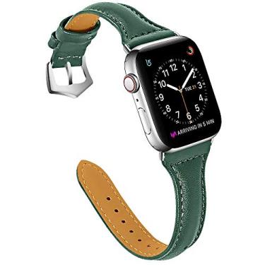 Imagem de OULUCCI Pulseiras de couro femininas compatíveis com Apple Watch Ultra, SE SE2 séries 11, 10, 9, 8, 7, 6, 5, 4, 3, 2 e 1 de 38 mm, 40 mm, 41 mm, 42 mm, 44 mm, 45 mm, 46 mm, 4, 3, 2 e 1