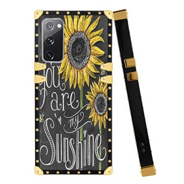 Imagem de Capa de telefone quadrada BOYYUNGYU para Samsung Galaxy S20 FE com girassol You are My Sunshine Pattern Soft TPU Metal Plating Quatro cantos Capa protetora antiqueda e à prova de choque