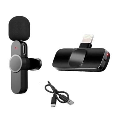 Imagem de Microfone de Lapela Sem Fio, Compatível com iOS ou Android Tipo C, Supressão de Ruído, Alcance de 20 metros (lOS)