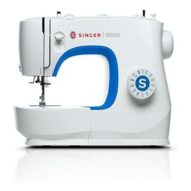 Imagem de Máquina De Costura Reta Singer M3205 Portátil Branca E Azul, 110V