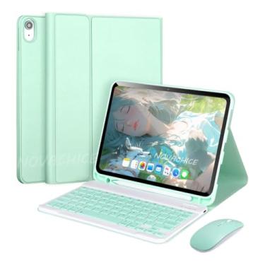 Imagem de Capa Tablet Com Magnética e Removível Teclado e Mouse Bluetooth， Capa Para Para iPad Pro 2022/2021 12,9 Pol (Verde)