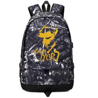 Imagem de jogador de futebol estrela Cristiano Ronaldo armazenamento de bolas laptop mochila equipamentos esportivos depósito multifuncional estudante bolsa CR7 para homens (padrão cinza 7)