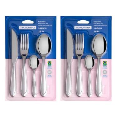 Imagem de Kit 32 Peças Faqueiro Jogo Talheres Inox Laguna Tramontina