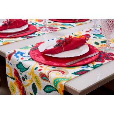 Imagem de Trilho caminho de mesa jaccard 1,60 flor colorida - Decorame