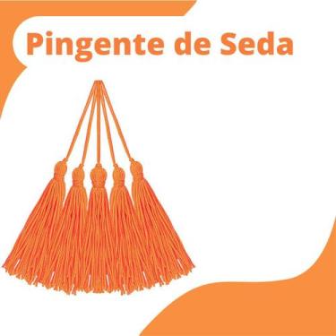 Imagem de Pingente De Seda Tassel - Franja - Laranja Neon  - Com 100 Unidades - 