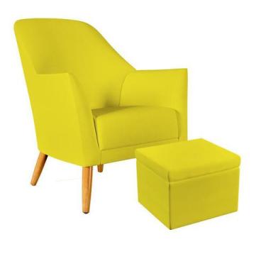 Imagem de Poltrona Estofada Orion com Puff Quasar Sued Amarelo Aradecor