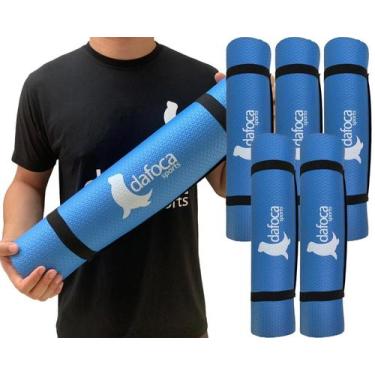 Imagem de Kit 5 Tapetes Yoga Mat Exercícios Em EVA 50x180cm 5mm DF1032 Azul Dafo