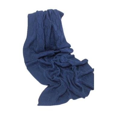 Imagem de Peseira Tricô Trançada HomeBliss, Azul, 150x90cm