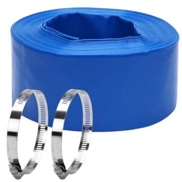 Imagem de DERPIPE Mangueira de retrolavagem para piscina Lay-Flat - Mangueira de descarga de PVC resistente reforçada de 7,6 cm x 1,5 m Mangueira de drenagem de piscina de vinil à prova de intempéries para
