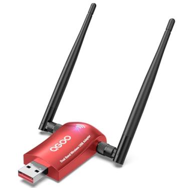 Imagem de Adaptador WiFi sem fio para PC – QGOO USB 3.0 AC1300Mbps Dongle de rede com antenas duplas de alto ganho de 5dBi, banda dupla 2,4G/400Mbps 5G/867Mbps para desktop, suporte com Windows 11/10/8/7,