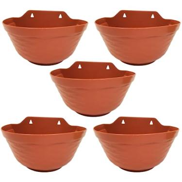 Imagem de Kit 5 Vasos de Parede para Plantas Plástico Jardim Vertical (28x18, Terracota)