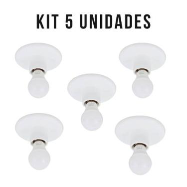 Imagem de KIT 5 Plafonier Plafon + 5 Lâmpada 9W LED Bulbo Branco Frio 6500K Bivo