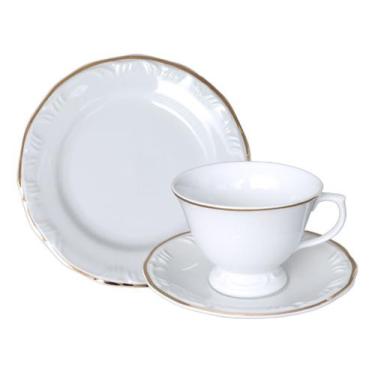 Imagem de Jogo 18 Peças 6 Xícaras Chá 6 Pratos Sobremesa Pomerode Ouro Schmidt -