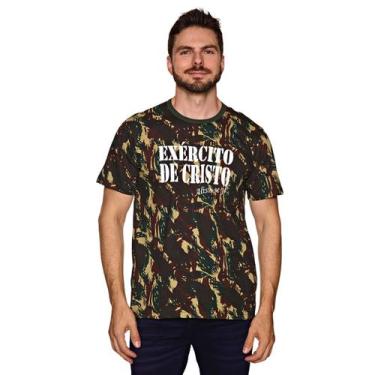 Imagem de Camiseta Camuflada Exercito de Cristo - Tedy Camisetas, Verde, PP