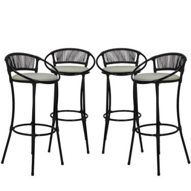Imagem de 4 Banquetas Fio de Fibra Artesanal para Bancada, Balcão, Lanchonete - 