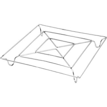Imagem de Kit 4un Descanso de panela Metal Inox Quadrado protetor mesa - YAZI