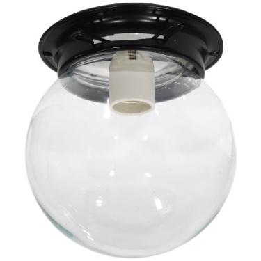 Imagem de Plafon Colonial Aluminio Preto Globo Transparente Retrô - CM GLASS - C