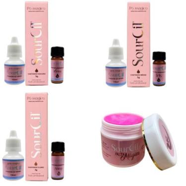 Imagem de Kit Sobrancelha Sourcil 3 Hennas Premium Com Gel Modelador Pasta Mágic