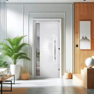 Imagem de Porta Lambril Pivotante Branco Linha 25 C/puxador Inox  C/Visor Latera