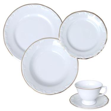 Imagem de Aparelho Jantar Chá 40 Peças Pomerode Filete Ouro Porcelana Schmidt 8 