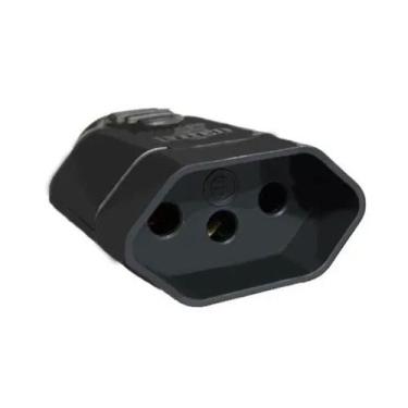 Imagem de Plug Pino Fêmea Reto 2p+t 10a Prensa Cabo Ilumi Preto