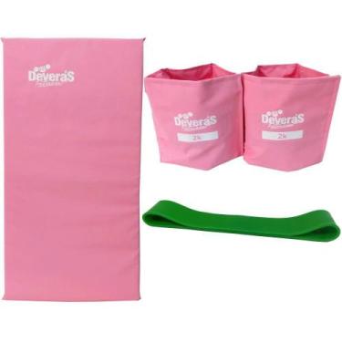 Imagem de kit ginastica em casa mini band médio + caneleira de peso 2kg + colcho