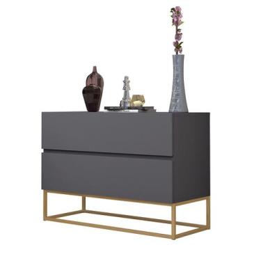 Imagem de Mesa de Cabeceira Para Quarto Pé de Ferro Industrial Dourado Eros 60cm