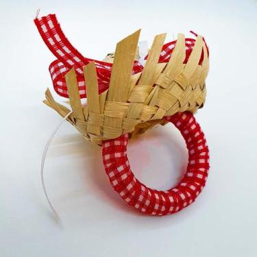 Imagem de Porta Guardanapo Chapéu de Palha Festa Junina - Vermelho - 1 Unidade -