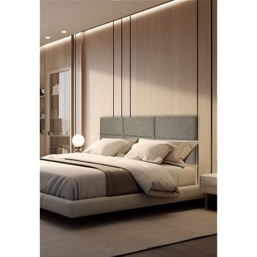 Imagem de Cabeceira Estofada Queen 6 Blocos Não é Segredo Linho Palha 160x60