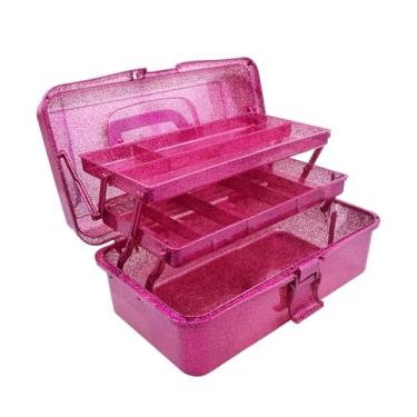 Imagem de AnRui Caixa de armazenamento multiuso de 3 camadas, recipiente para kit de primeiros socorros de emergência, suporte organizador de medicamentos, caixa de ferramentas dobrável portátil para artesanato