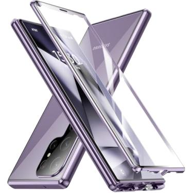 Imagem de CeeEee Capa de privacidade para Samsung Galaxy S24 Vidro Ultra Temperado Capa Frontal e Traseira Anti Peep Screen e Protetor de Câmera Capa Magnética - Roxo