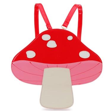 Imagem de ENJOININ Linda mochila de cogumelo vermelho bolsa de ombro para mulheres bolsas e bolsas de mão em formato engraçado novidade bolsa transversal, Vermelho, Small
