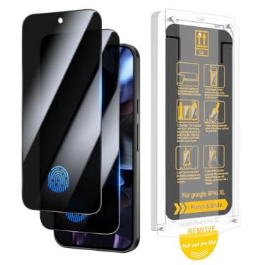 Imagem de Ruky Pacote com 2 protetores de tela de privacidade para Google Pixel 9 Pro XL/Pixel 10 Pro XL, [suporte para impressões digitais] - Fácil instalação com moldura de alinhamento de tira de puxar, filme