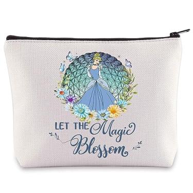 Imagem de WZMPA Bolsa de cosméticos Princesa Cinderela para fãs de filmes, presente Let The Magic Bloom, bolsa de maquiagem com zíper, bolsa de contos de fadas, mercadoria, Cinderela - Bloom