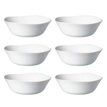 Imagem de Jogo 6 Bowl de Vidro Opalino Branco Quadrado Tigela Molho Sobremesa 12