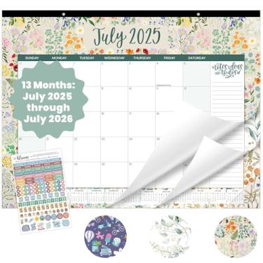 Imagem de bloom daily planners Calendário de mesa 2025-2026 - Calendário de parede grande do ano acadêmico (julho de 2025 a julho de 2026) - mesa de 53 x 40 cm ou agenda mensal suspensa com adesivos para casa