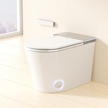 Imagem de BAYTINA Vaso sanitário inteligente com bidê embutido, vaso sanitário de uma peça, vaso sanitário japonês para banheiro com controle remoto, vaso sanitário alongado moderno com assento de vaso