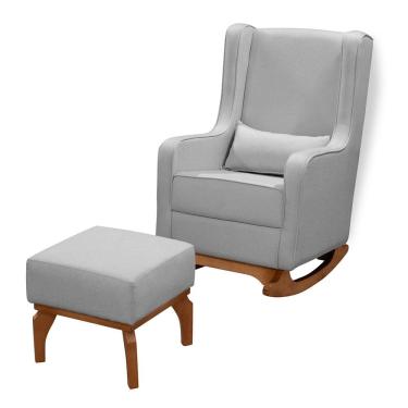 Imagem de Poltrona de Amamentação com Balanço e Puff Retrô Nalia Linho F06 - D`Rossi