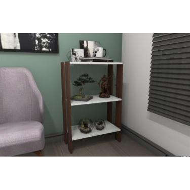 Imagem de Estante baixa adonai branca/ nogueira - Artysul Móveis